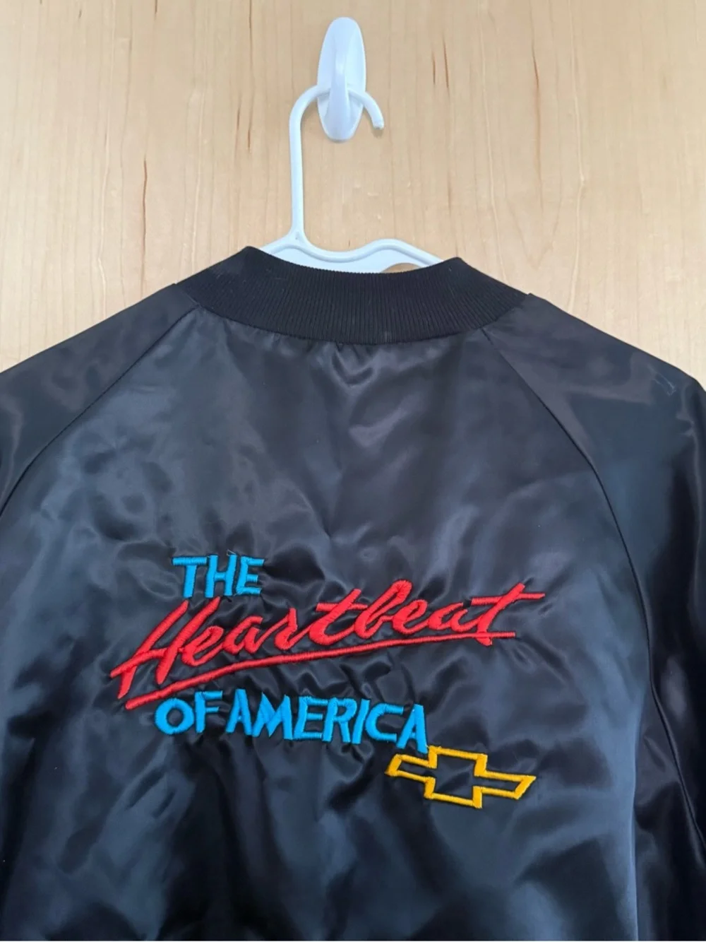 Vintage - WestArk Satin Chevrolet Embroidered Bomber Jacket - Black XL